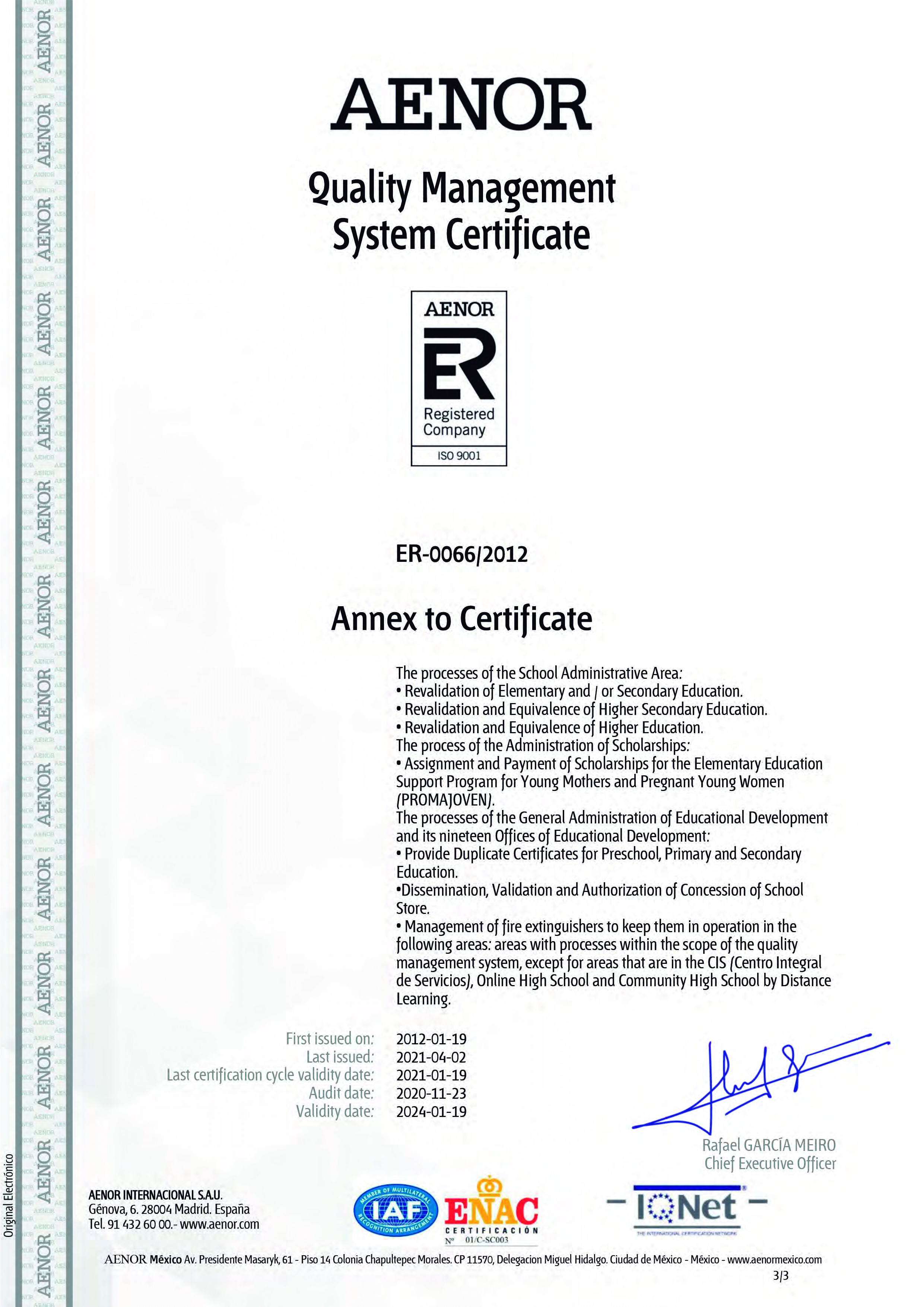 Certificación AENOR